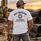 Hole Inspector white tee lifestyle back